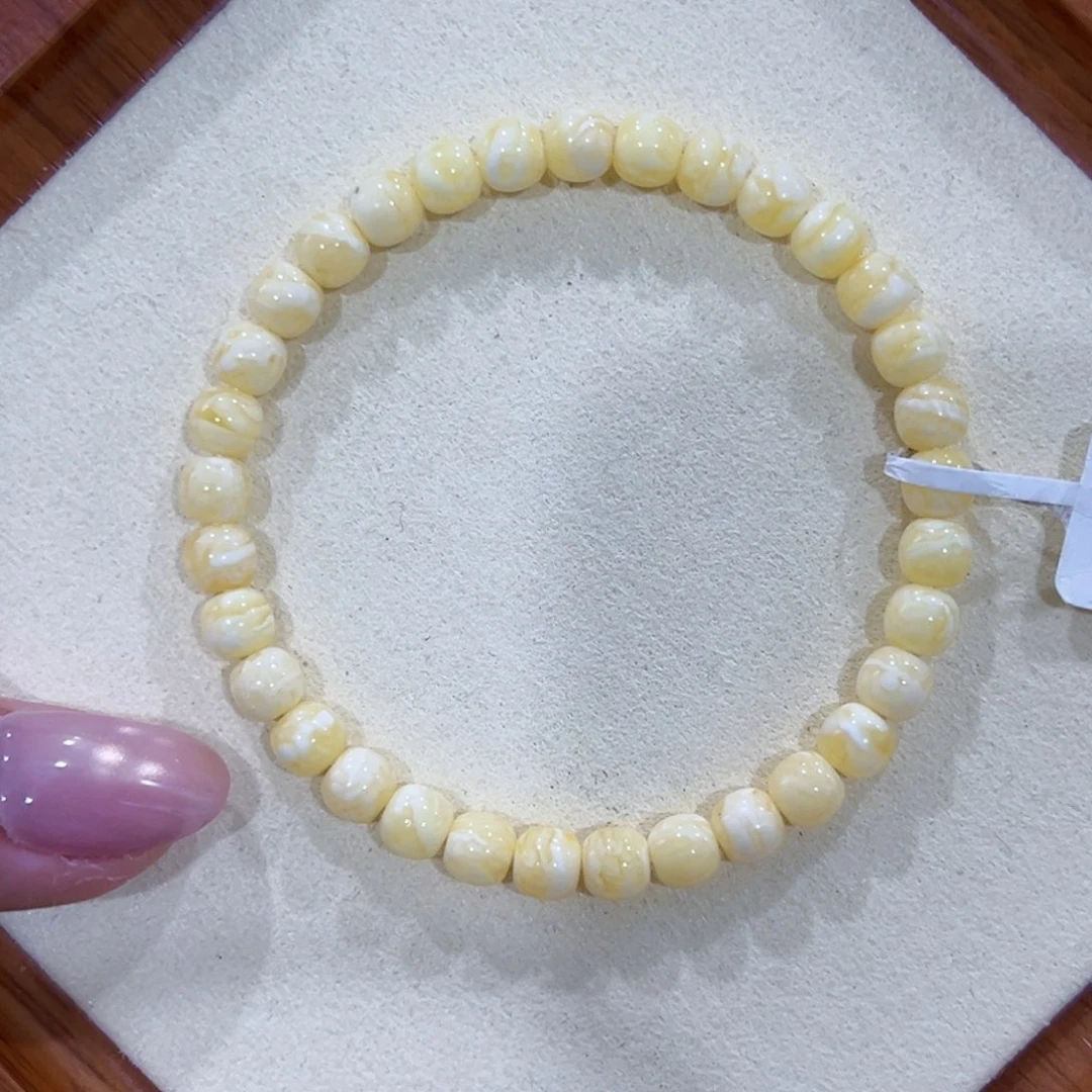 未镶嵌蜜蜡手链6m瓷白花叠戴神器