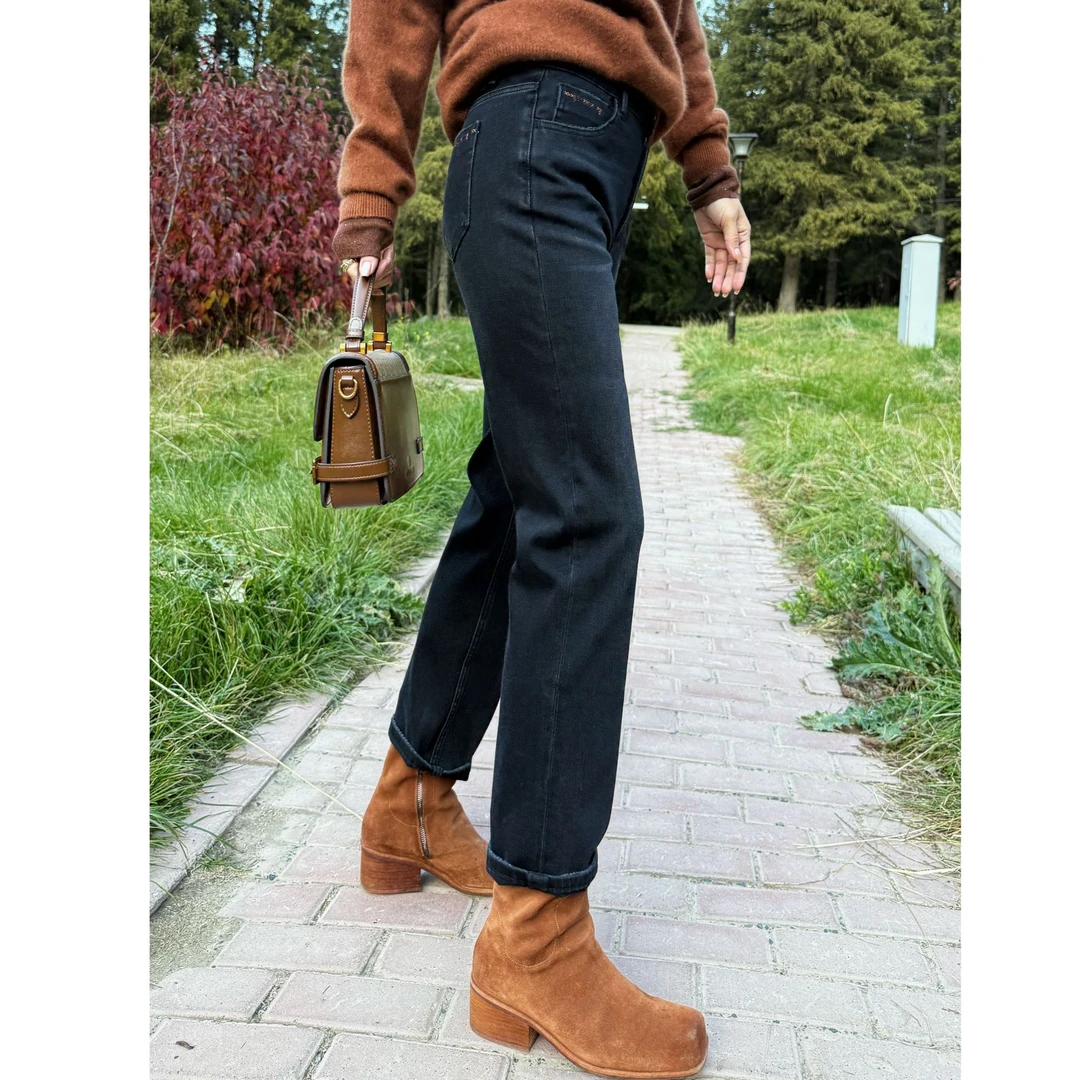 MUBINE 新款秋冬高腰加厚高弹力显瘦九分烟管裤 25284