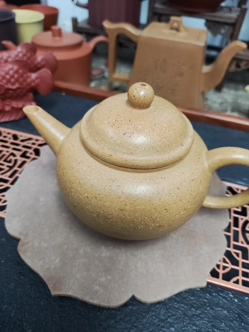 黄金段宜兴原矿紫砂壶水平壶