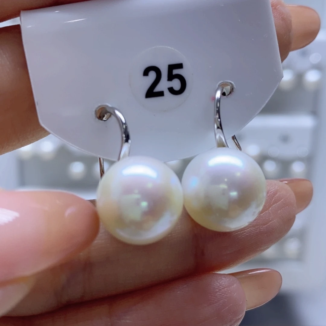 淡水珍珠耳饰银S925镶嵌咸*