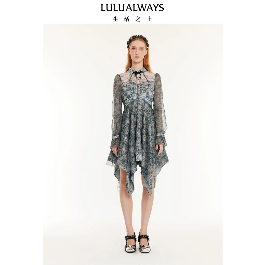 LULUALWAYS盘扣中长款不规则连衣裙