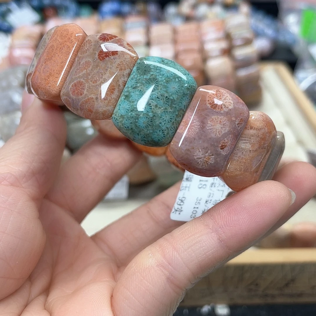 硅化珊瑚（珊瑚玉）手链未镶嵌黑*喵570