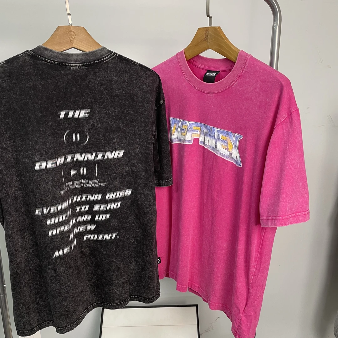 夏季两色水洗做旧圆领短袖124210003763