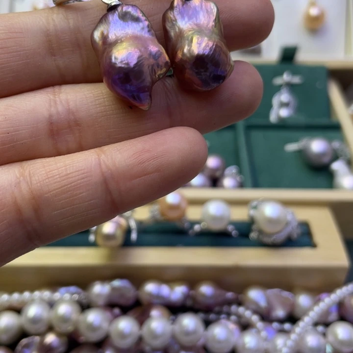 淡水珍珠耳饰合金