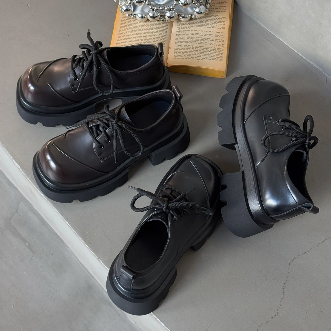 厚底增高系带乐福鞋女2025早春新款时尚百搭jk小皮鞋JCL 16088