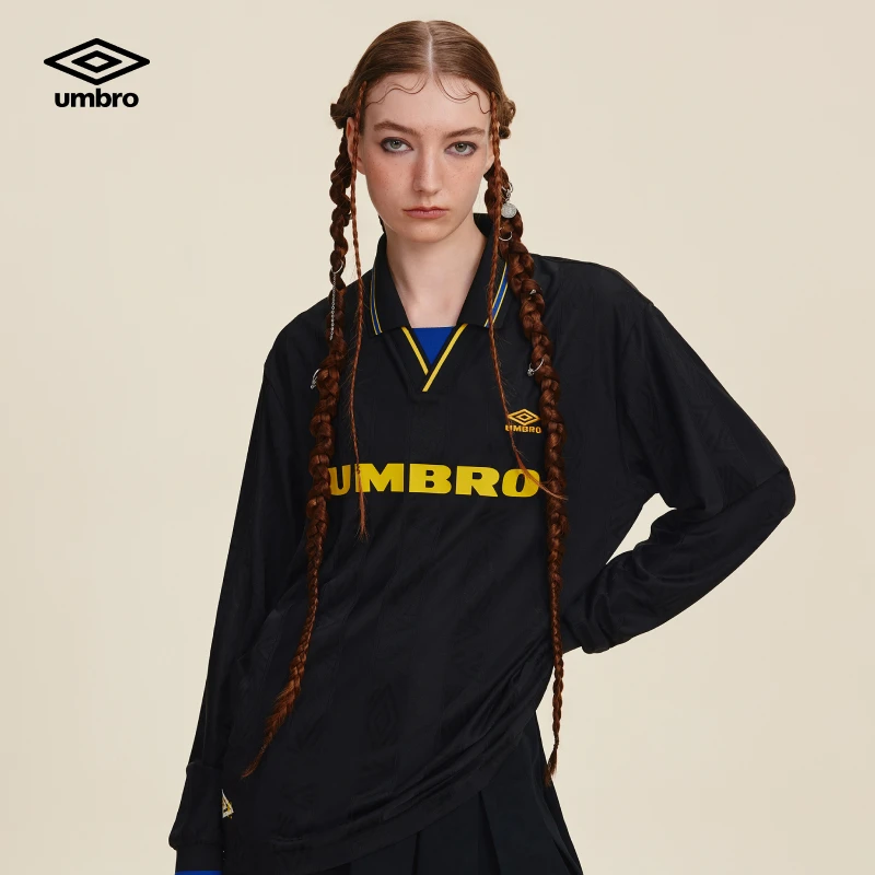 Umbro茵宝  长袖宽松型常规运动POLO衫时尚国潮盐系U2125450302