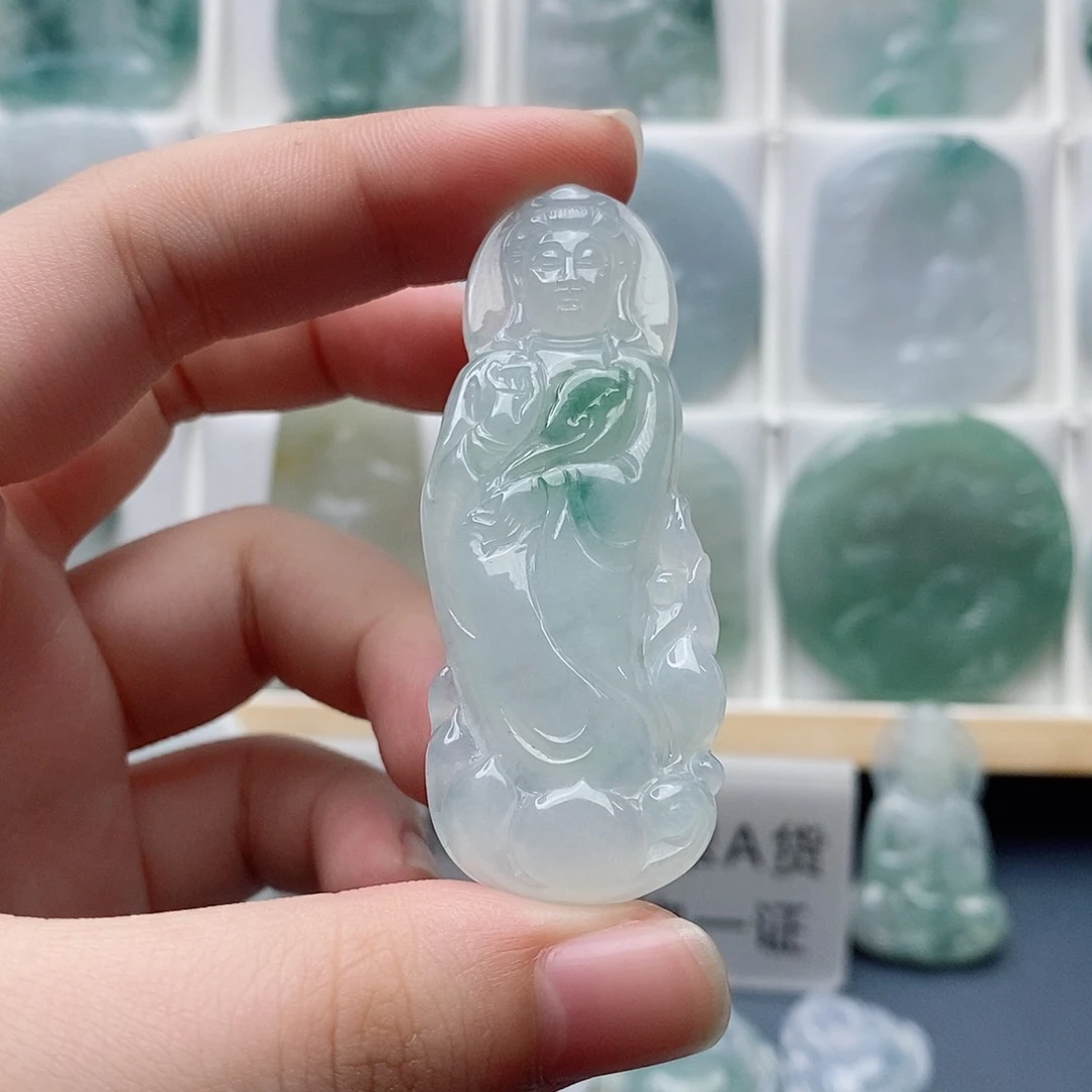 翡翠未镶嵌吊坠(不含链)站观音