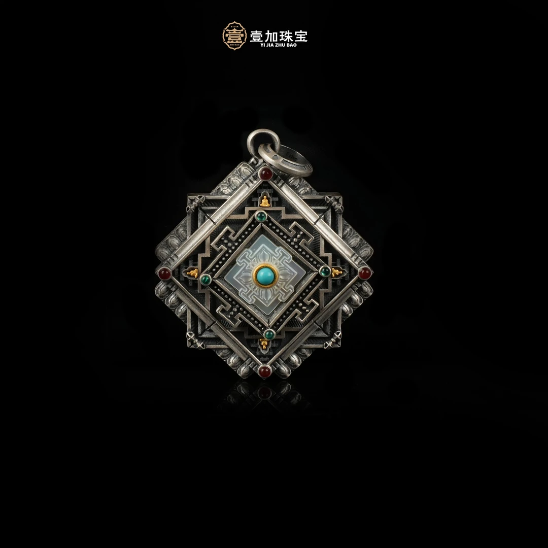 吊坠925银 壹加小羊/聚缘银镶坛城银吊坠