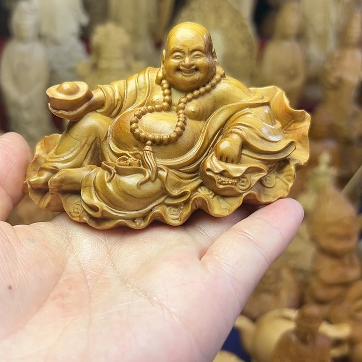 柏木（崖柏）崖柏弥勒佛雕刻