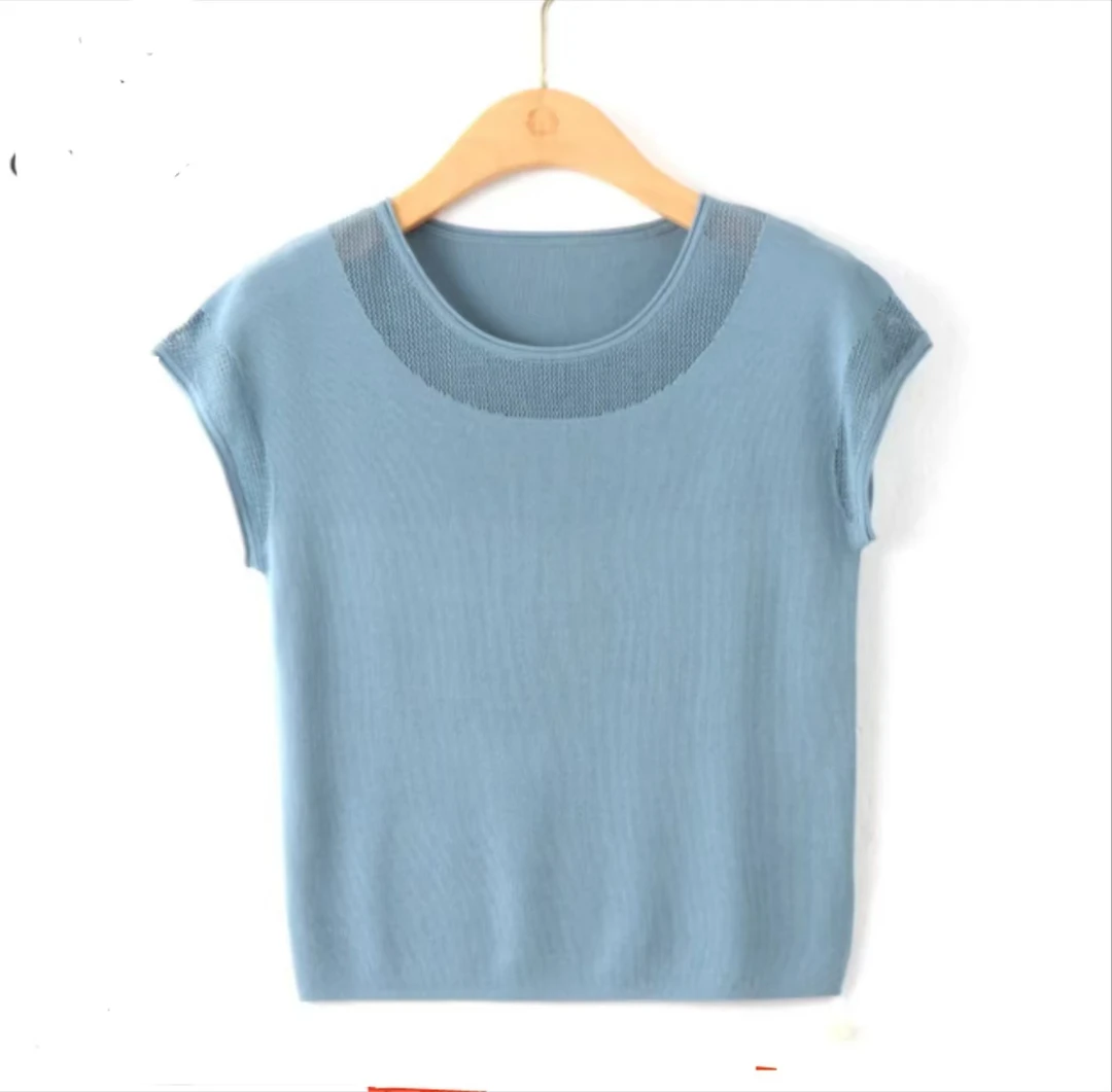 2025时尚减龄女夏季新款针织衫百搭镂空显瘦休闲上衣女生