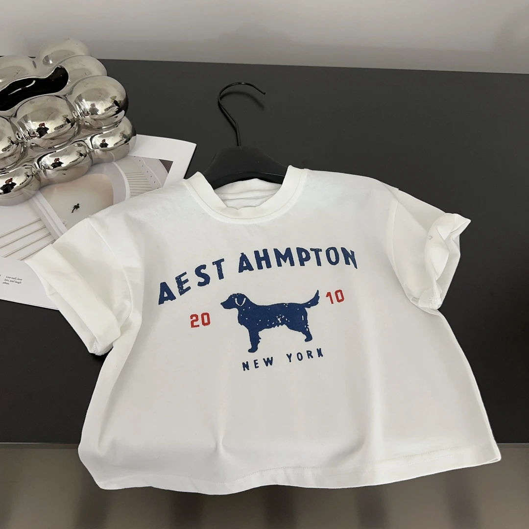 【两个小盆友】2025儿童夏季韩版卡通宽松短袖男女童上衣T恤2089