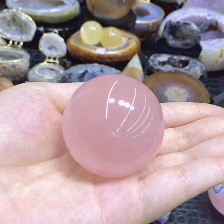 未镶嵌珠宝半成品紫晶粉晶球