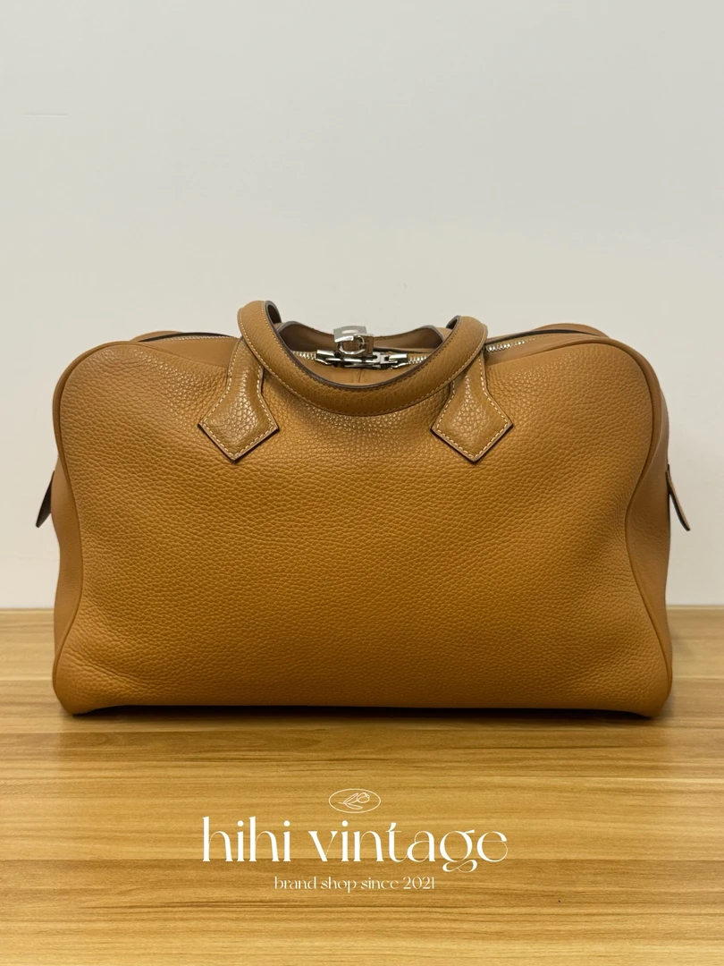 95新 Hermes/爱马仕 维多利亚手提包35银扣T刻二店/14173535