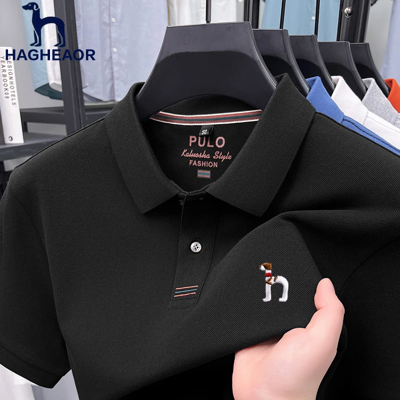 哈吉牌撤柜 | 正品100%丝光棉刺绣polo衫夏季新款透气男士短袖t恤