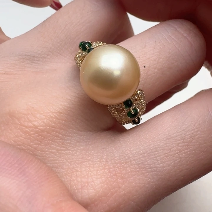 海水珍珠戒指银S925镶嵌