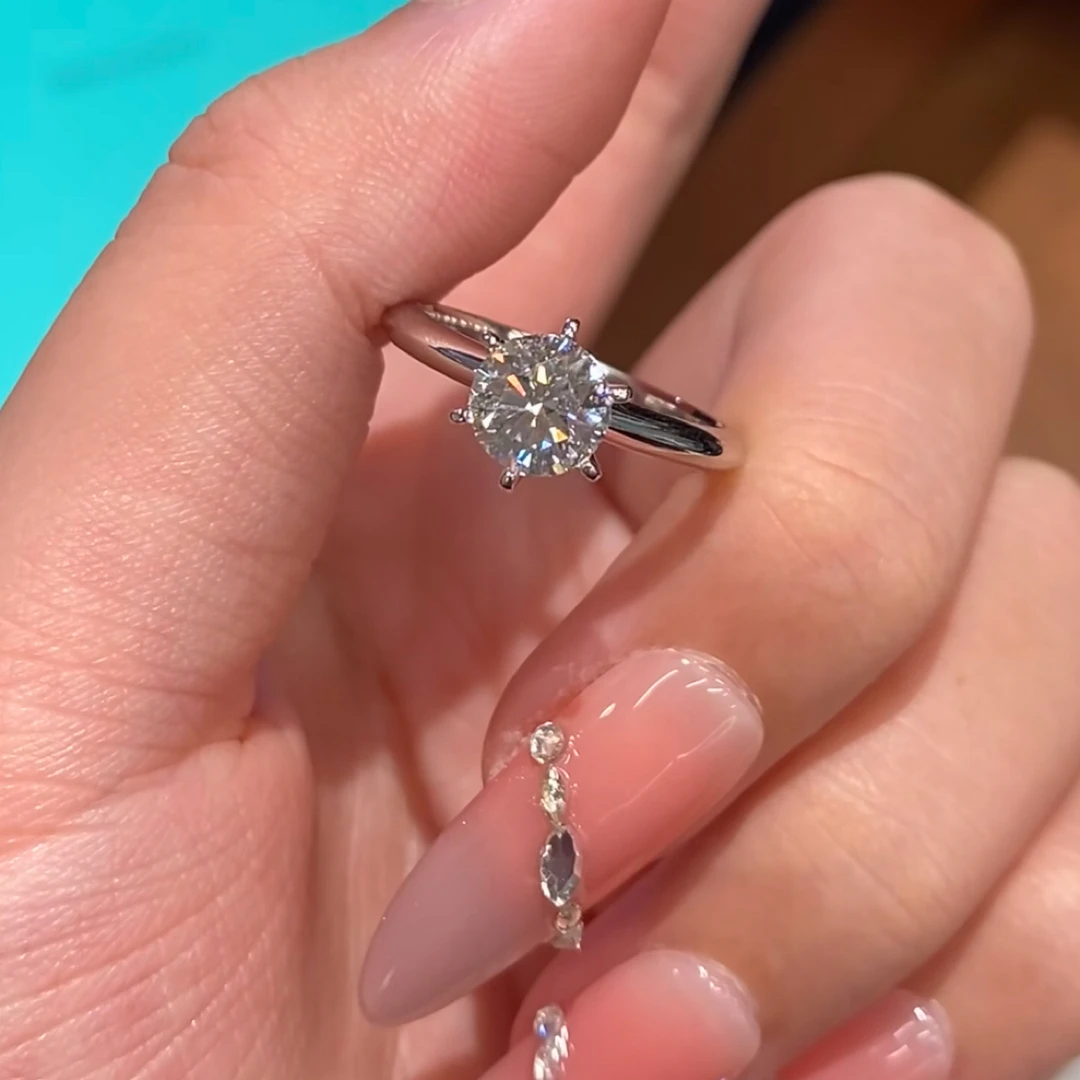 铂金PT950钻石戒指90分经典六爪公主时尚女款