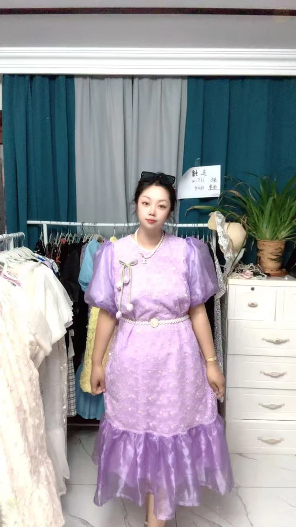 法式连衣裙甜美温柔风泡泡袖宽松仙女裙