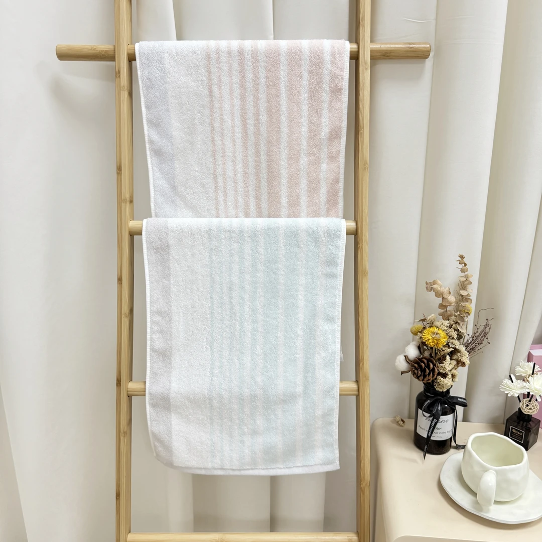 【条纹毛巾 二条装】32X73 纯棉全棉成人洗脸毛巾