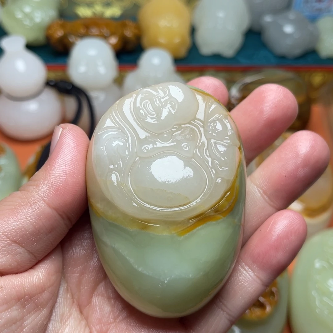 石材天然方解石手把件不退换