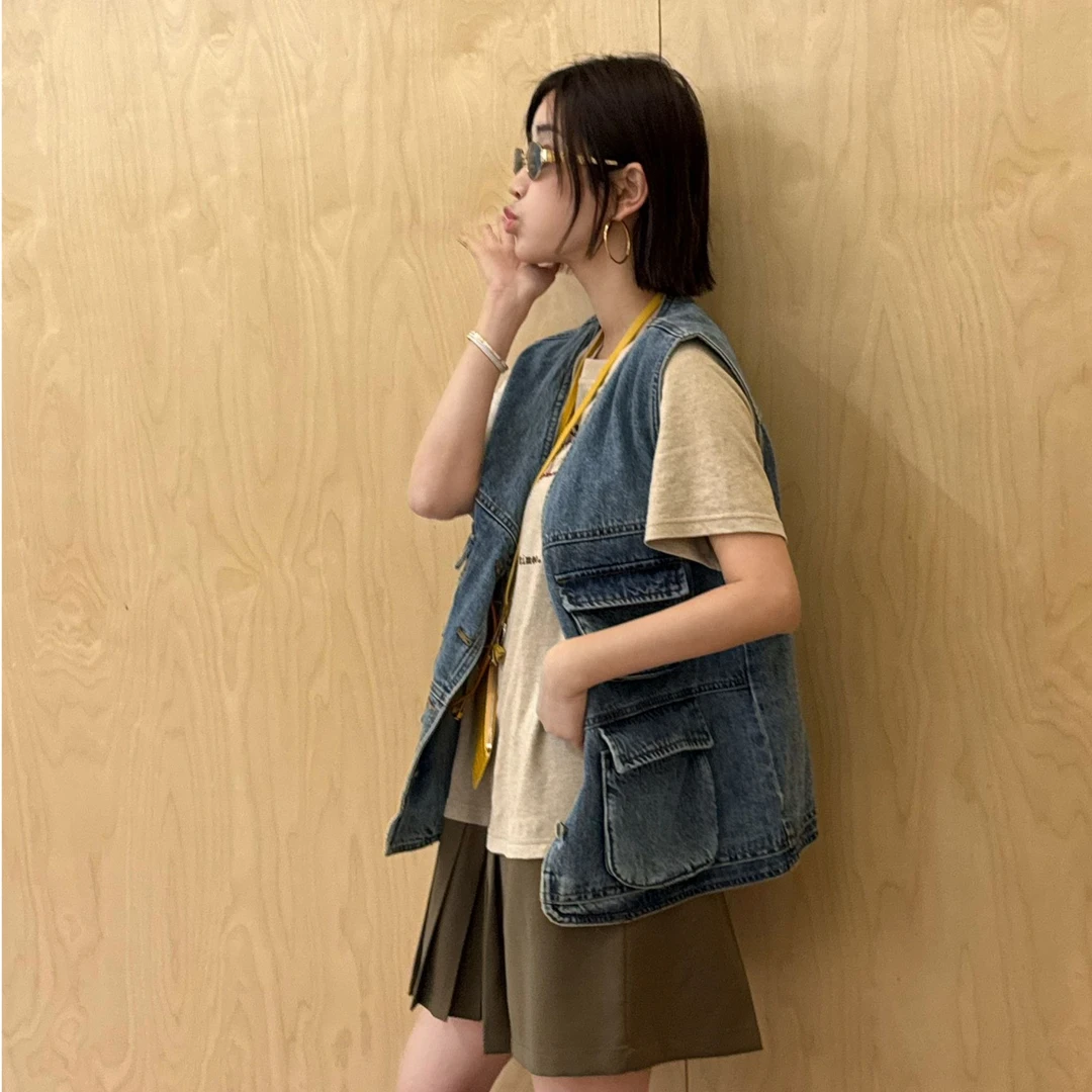 ICE DUST 大口袋工装牛仔马甲