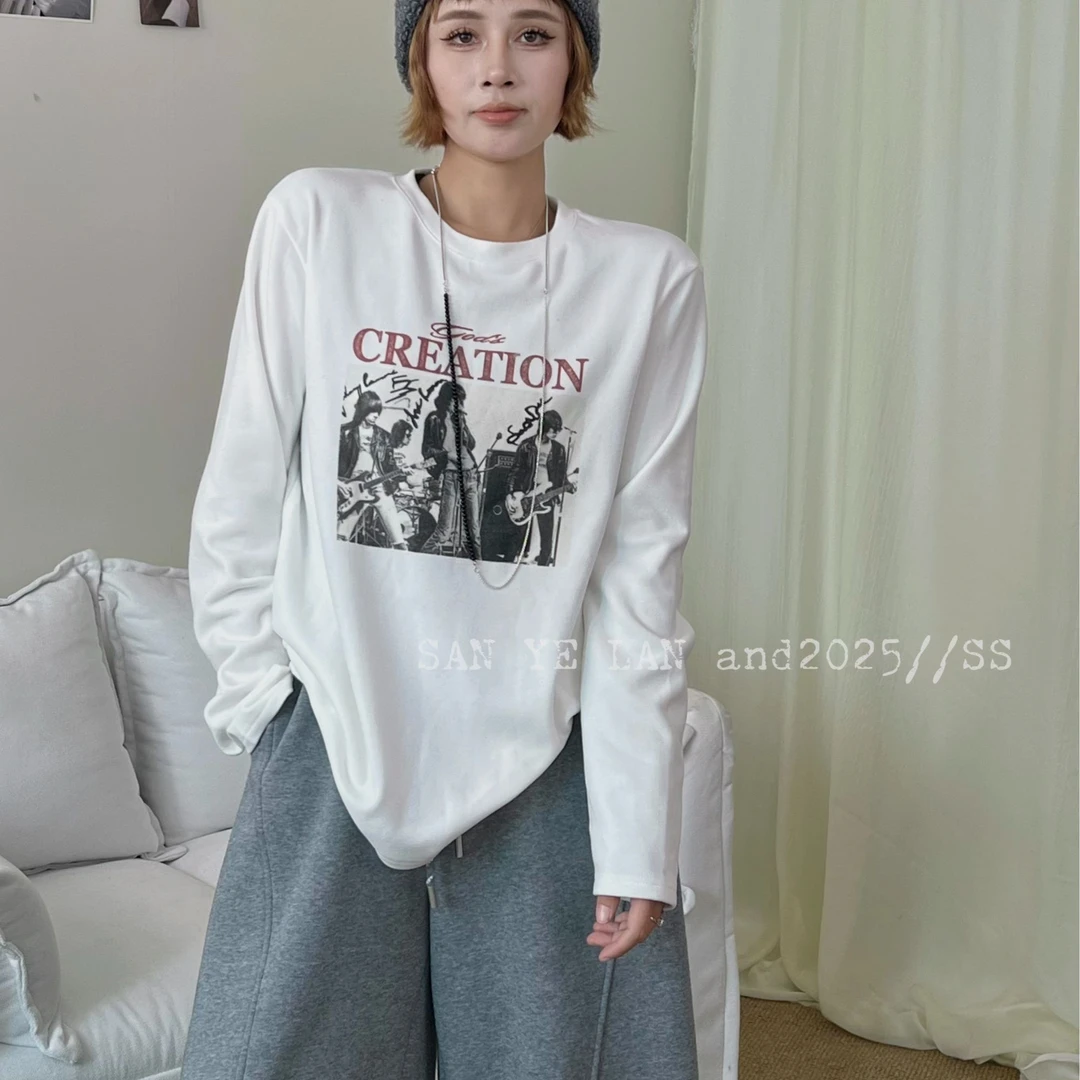 SYL2025冬季新款美式百搭印花长袖T恤81302