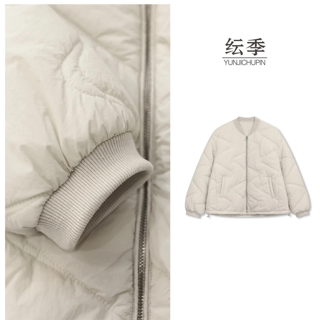 【纭季原创】衣长65-67秋冬夹棉保暖棒球领宽松外套棉服D251741