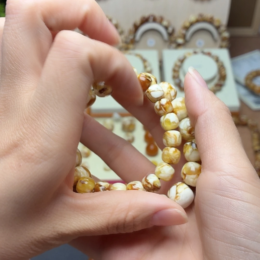 木***师沁色老型手串伴生矿9+12