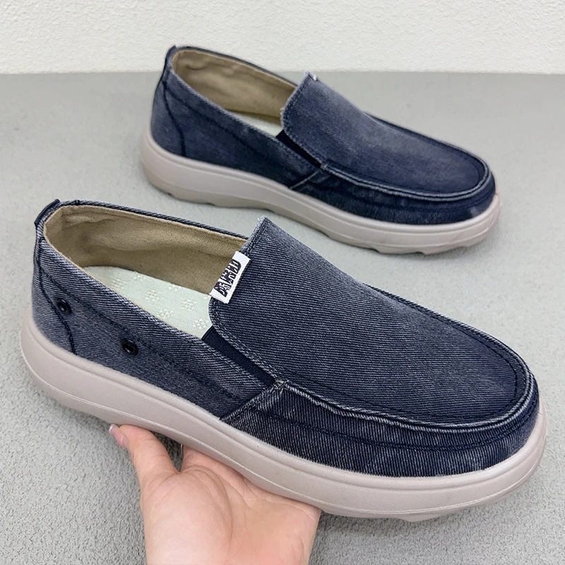 老北京布鞋男秋季新款厚底舒适开车鞋一脚蹬休闲鞋软底防滑爸爸鞋