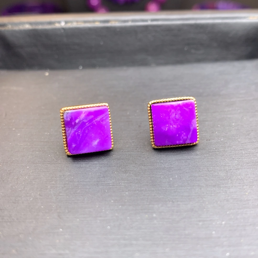 苏纪石（舒俱来）耳饰 不退换银S925镶嵌