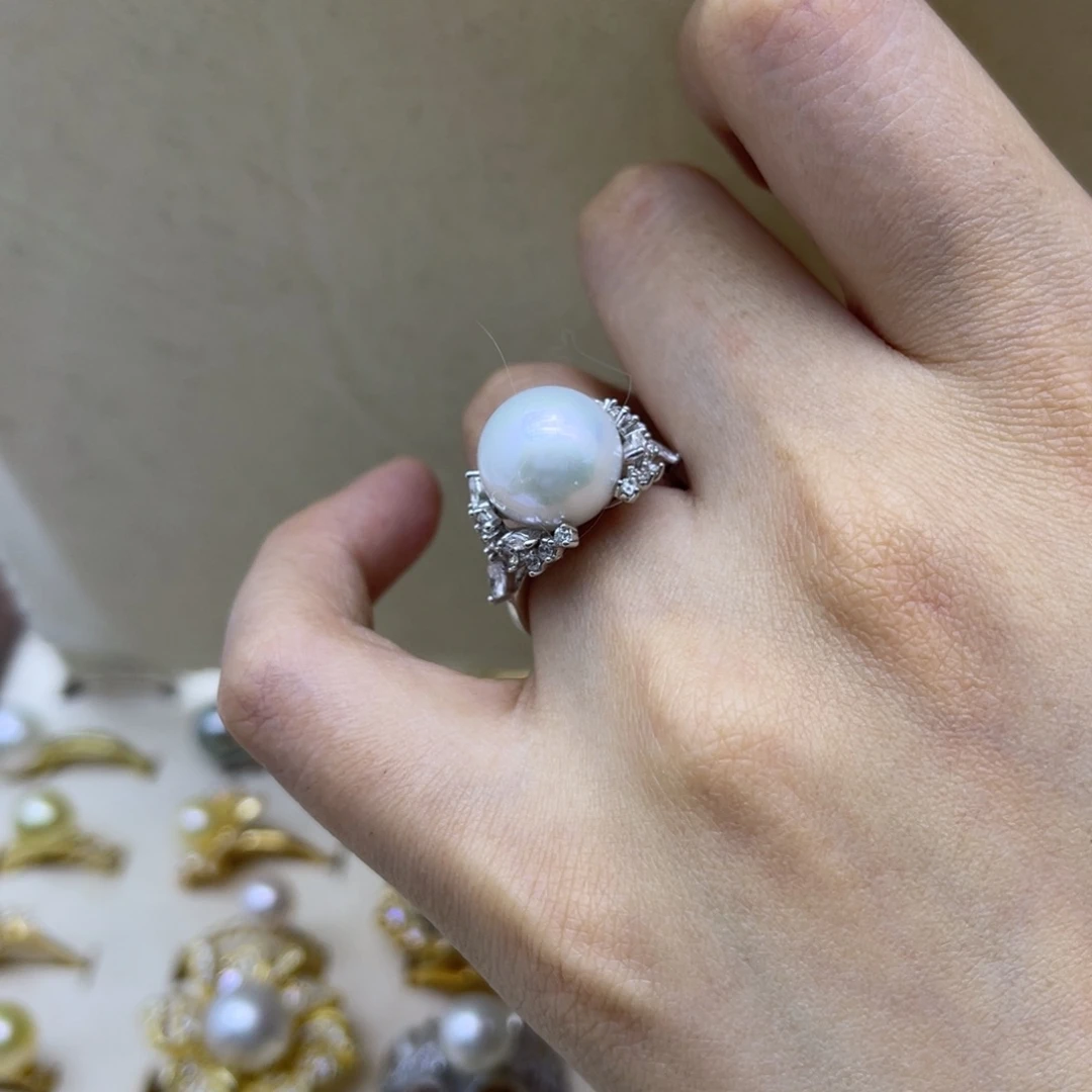 银S925镶嵌淡水珍珠戒指