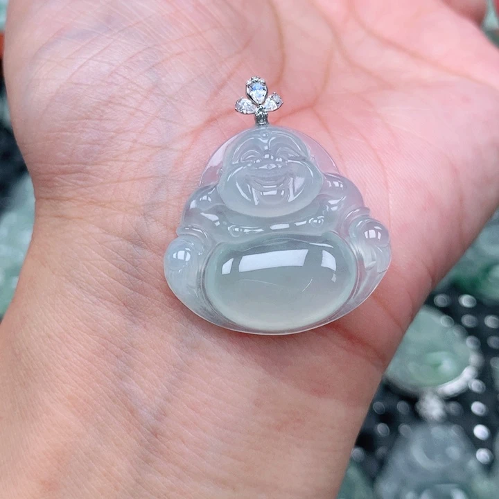 吊坠(不含链)18K金镶嵌翡翠