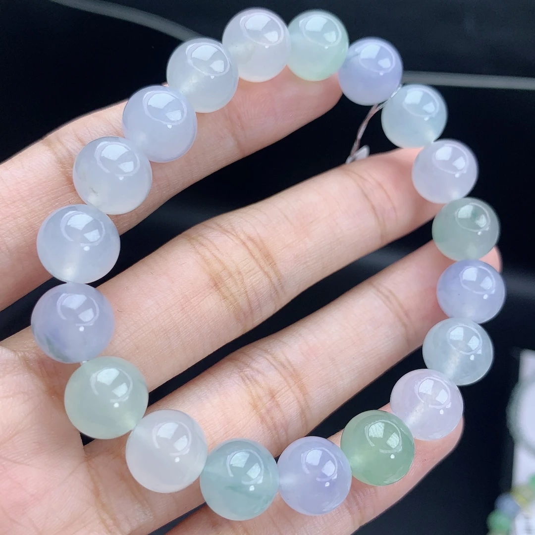 缅甸A货翡翠多宝圆珠手链手串单圈T卡10mm