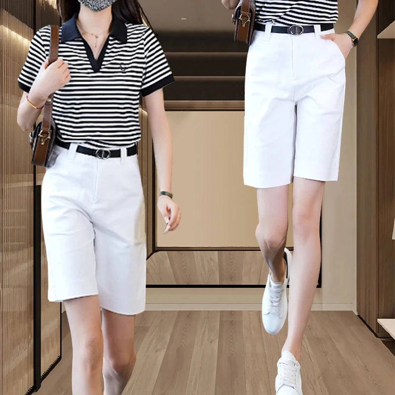 休闲五分裤女夏季薄款2025新款小个子高腰显瘦工装裤外穿阔腿短裤