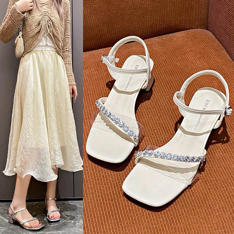 (6)7717法式韩风凉鞋全皮一字带凉鞋夏季