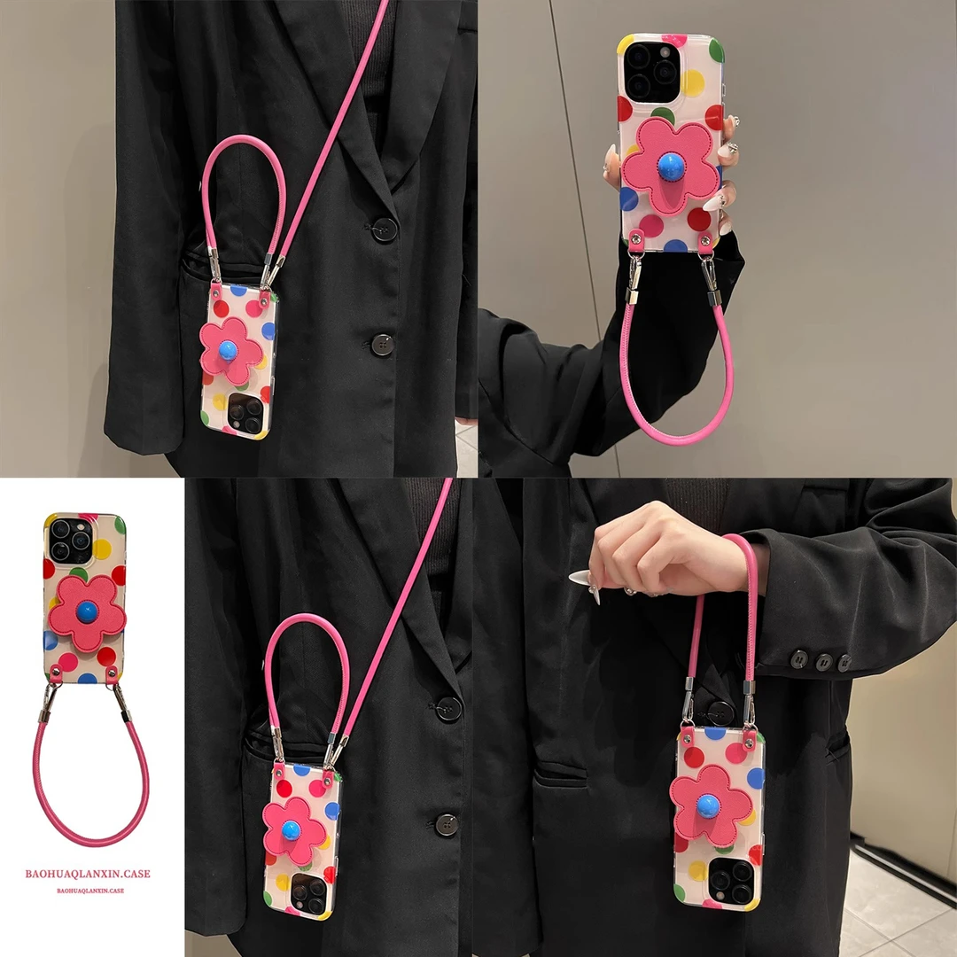 苹果16promax手机壳15斜跨14带挂绳适用华为mate60手机壳带挂绳