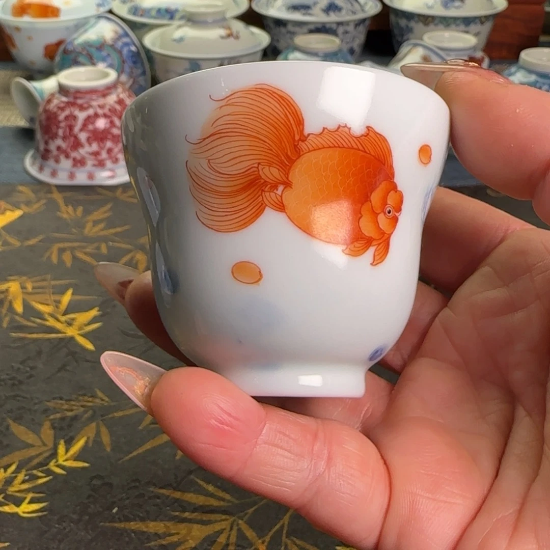 瓷片葫芦杯金鱼杯