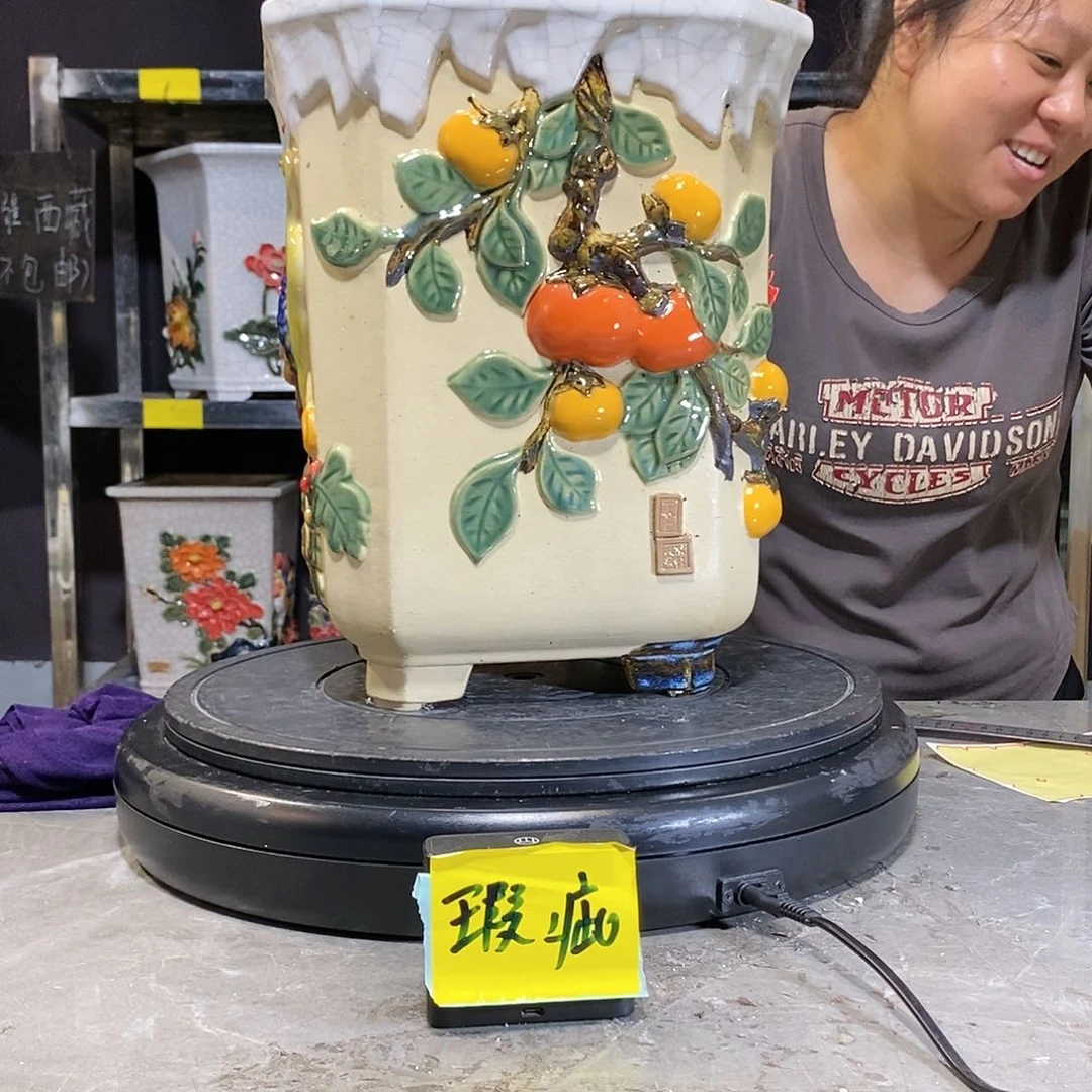 边**缤瑕疵石湾盆石湾盆