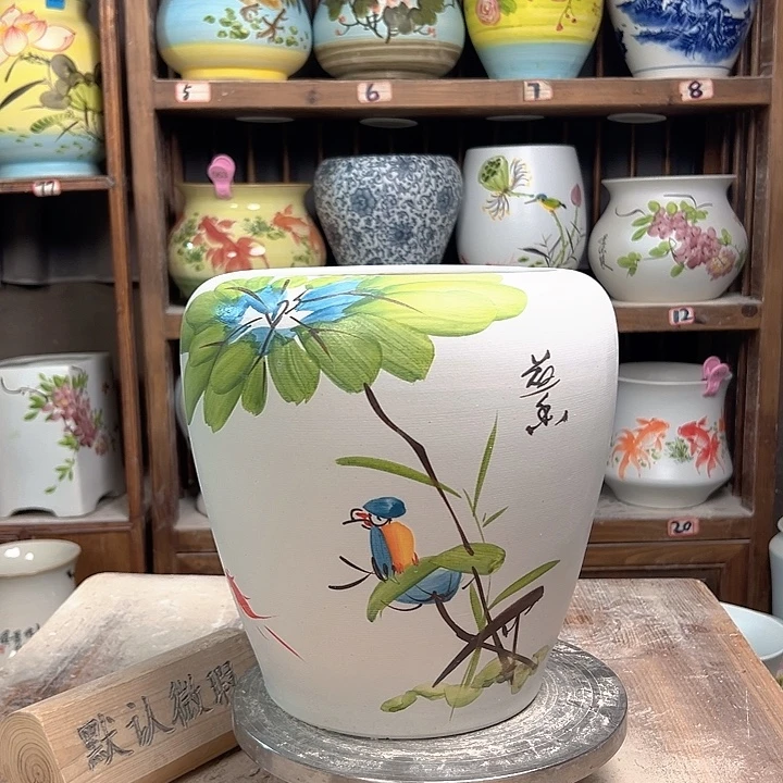 陶苹果荷花鸟陶瓷要吃陶瓷