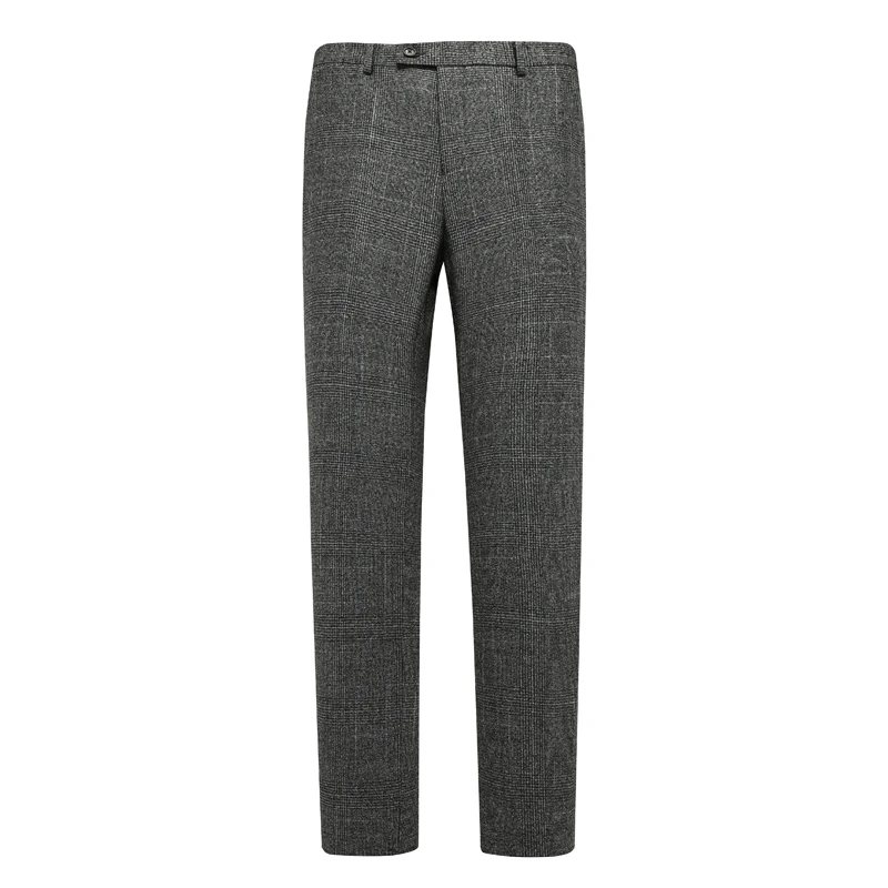 Y1600路春秋男式西裤中腰修身商务休闲长裤 黑灰色