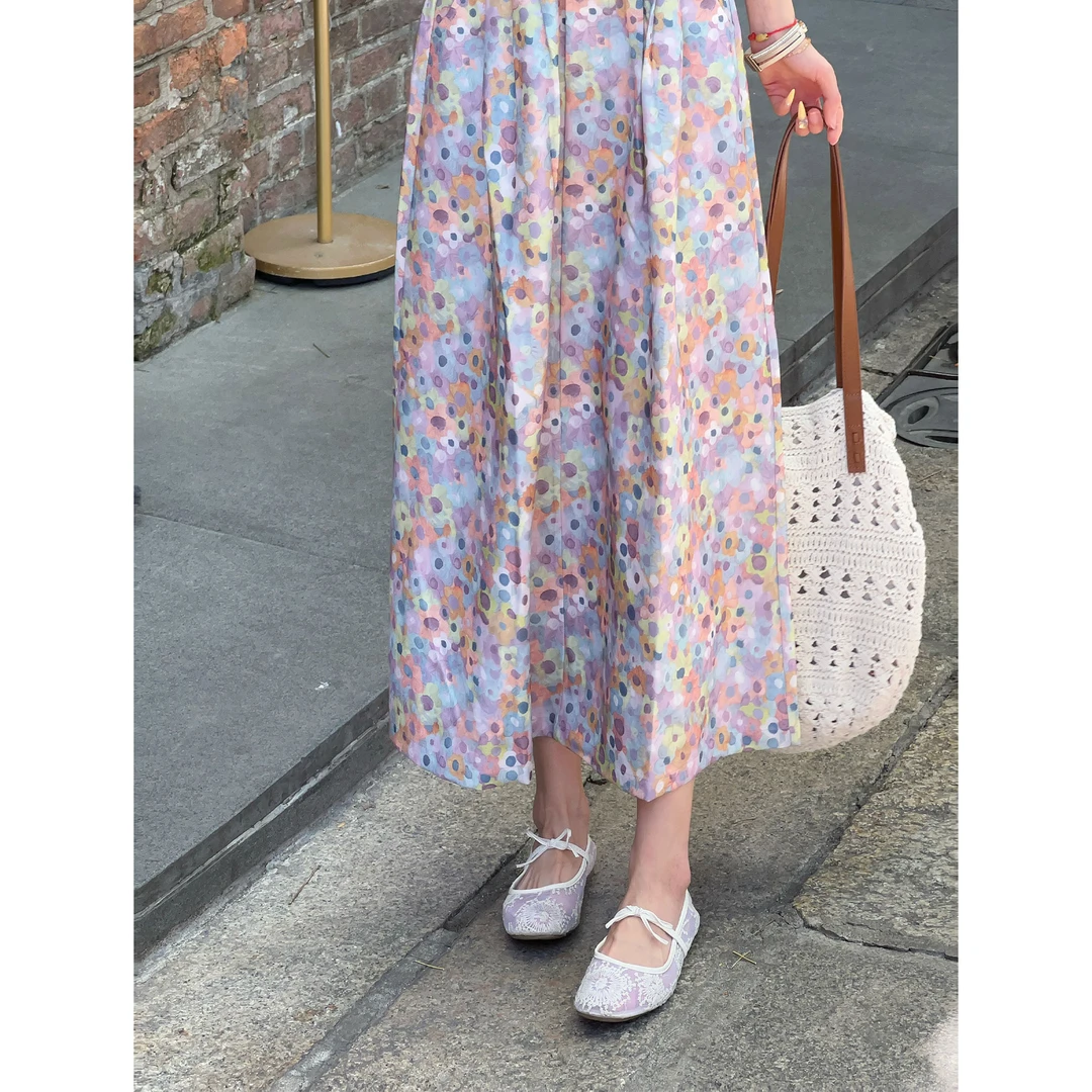 温敏er【私藏柏斯】欧若风气质碎花中长款半裙高腰半身裙MC1988514