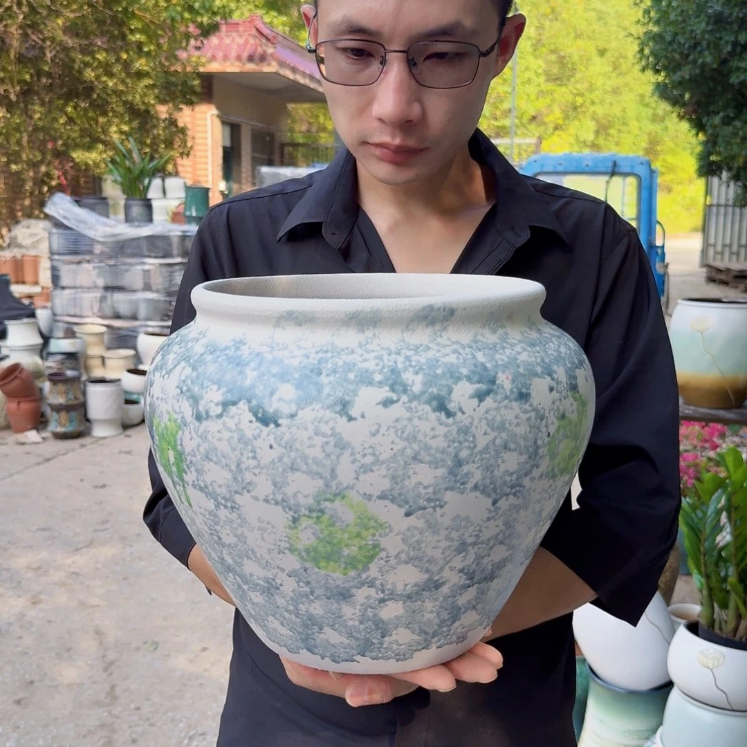 紫砂花盆口24高27（一个白色姹寂