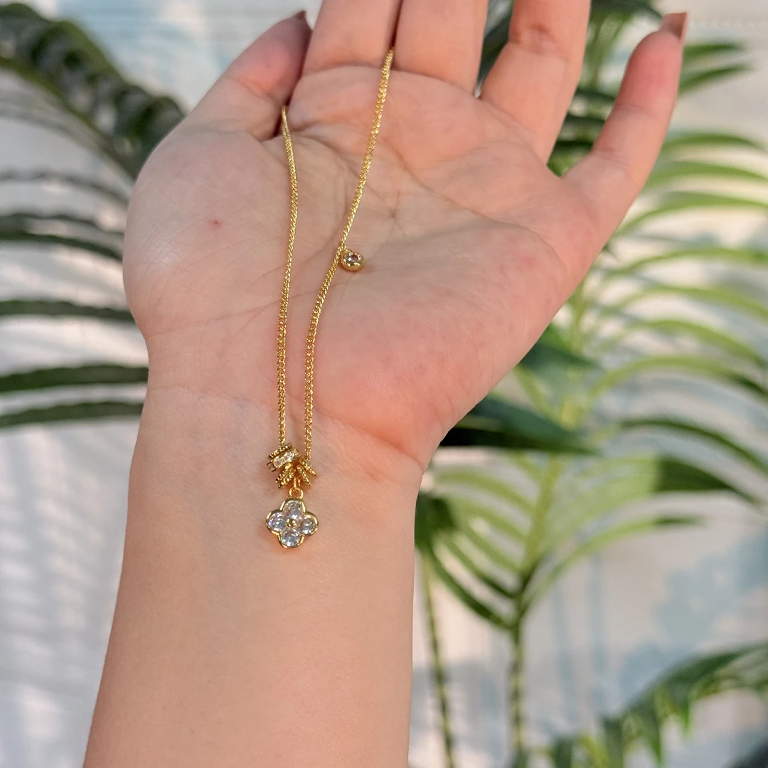 【越美丽】-盘缠草草-V精工盘缠带钻草草项链约45-50cm zr2214