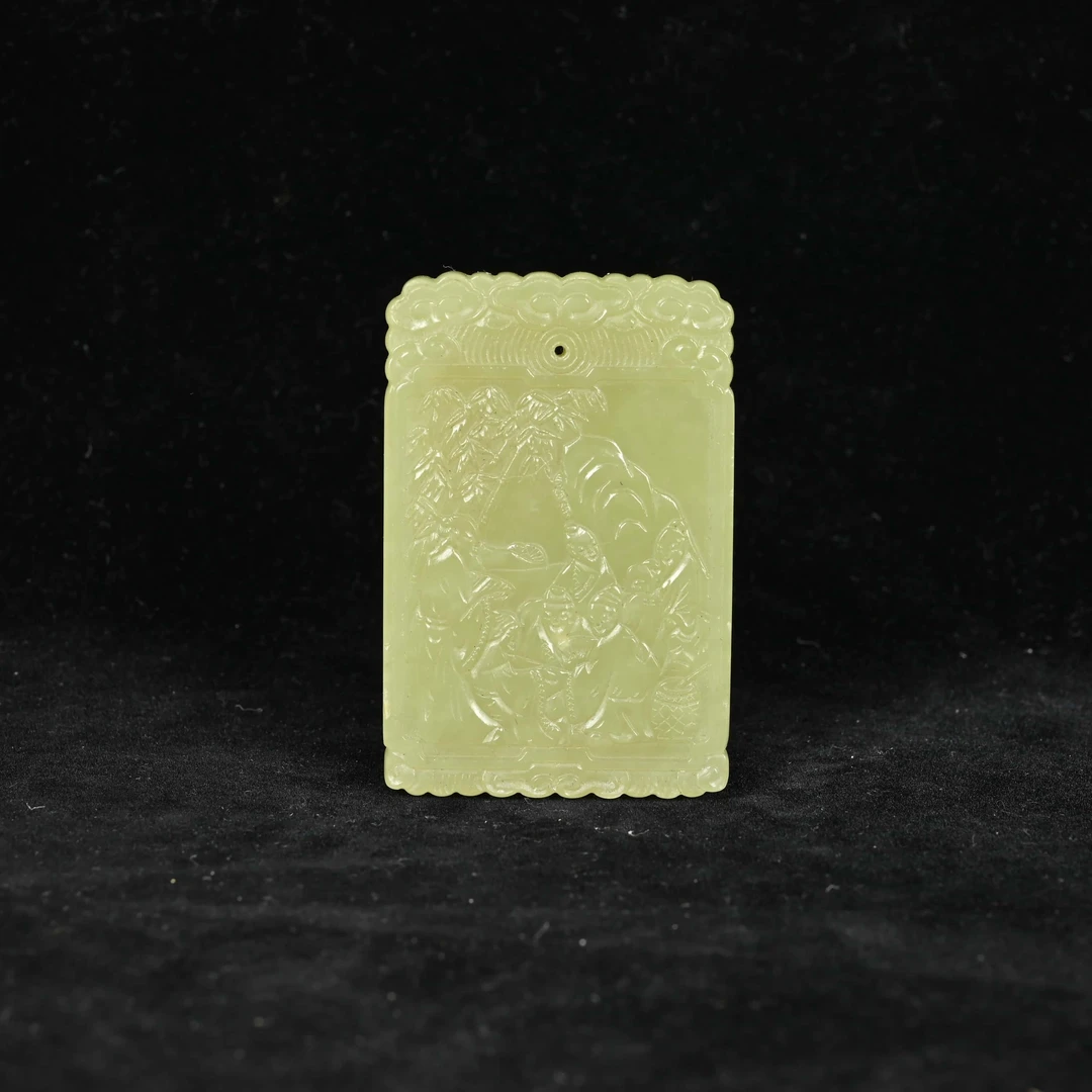 清代黄玉竹林七贤牌饰/QN.335270/集萃斋