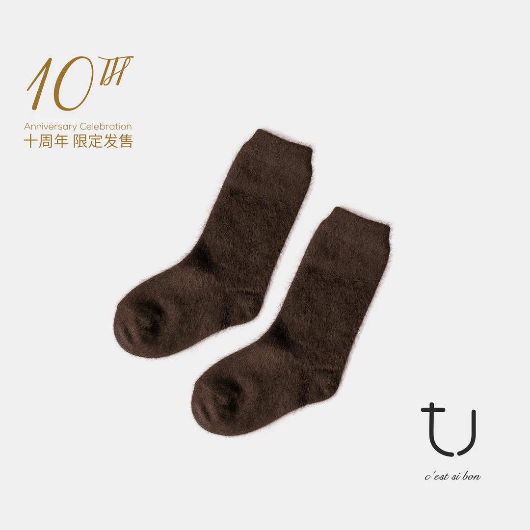 TU女装 1oo牦牛绒拉绒针织袜子2025年秋季新款
