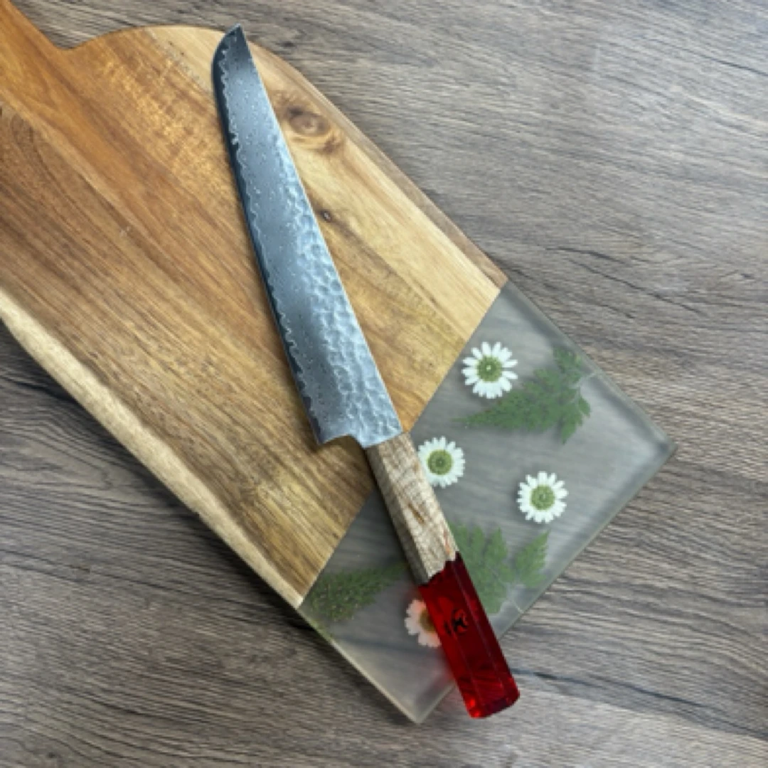 煜桦作大马士革钢出口尾单鱼生刀先丸切片刀切鱼切肉家用商用片刀