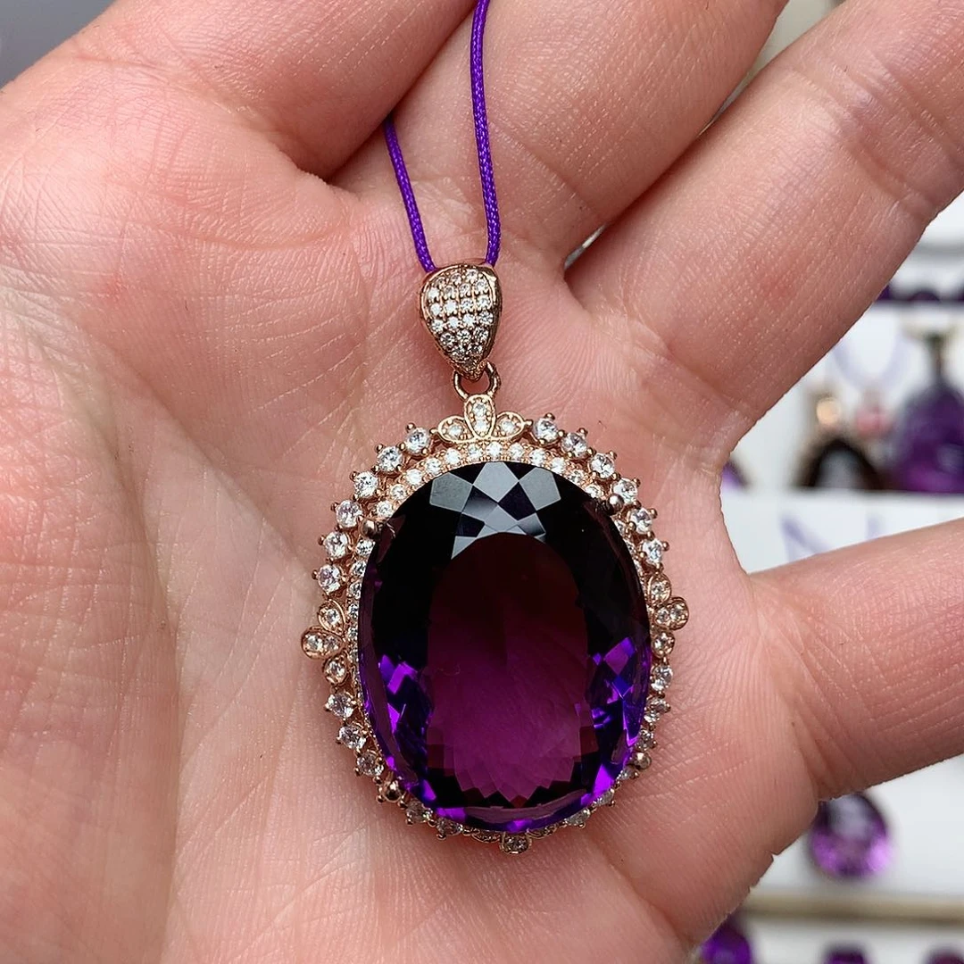 紫晶吊坠(赠链)银S925镶嵌
