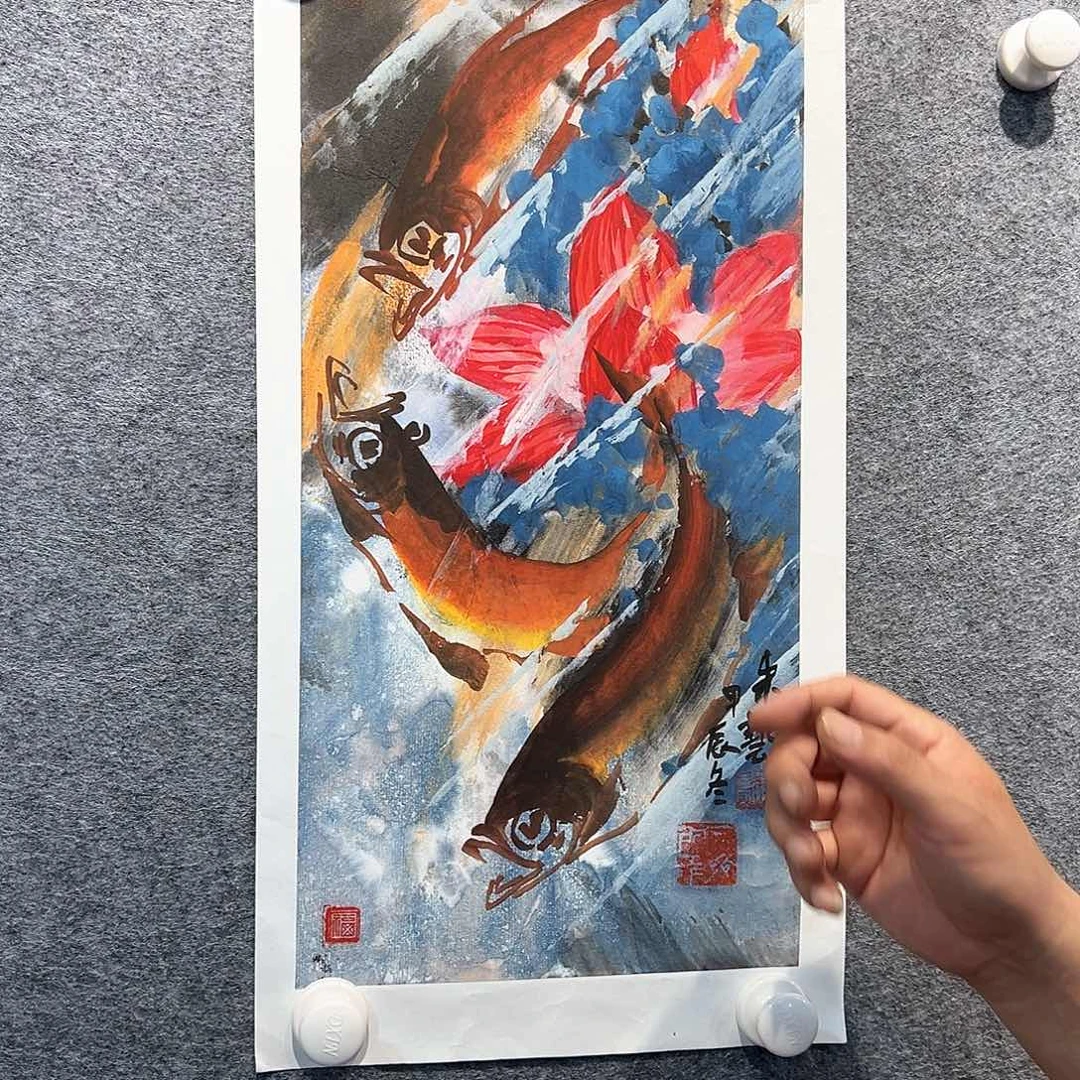 国画纯手绘画心原创