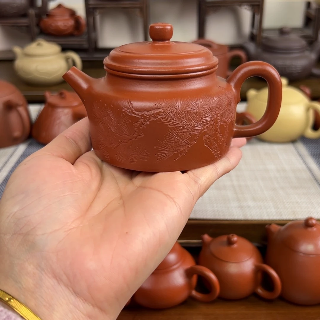 紫砂茶壶朱泥德钟全手150cc