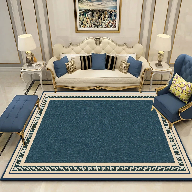 中式素蓝200×300地毯客厅卧室茶几垫大面积可裁剪家用地垫