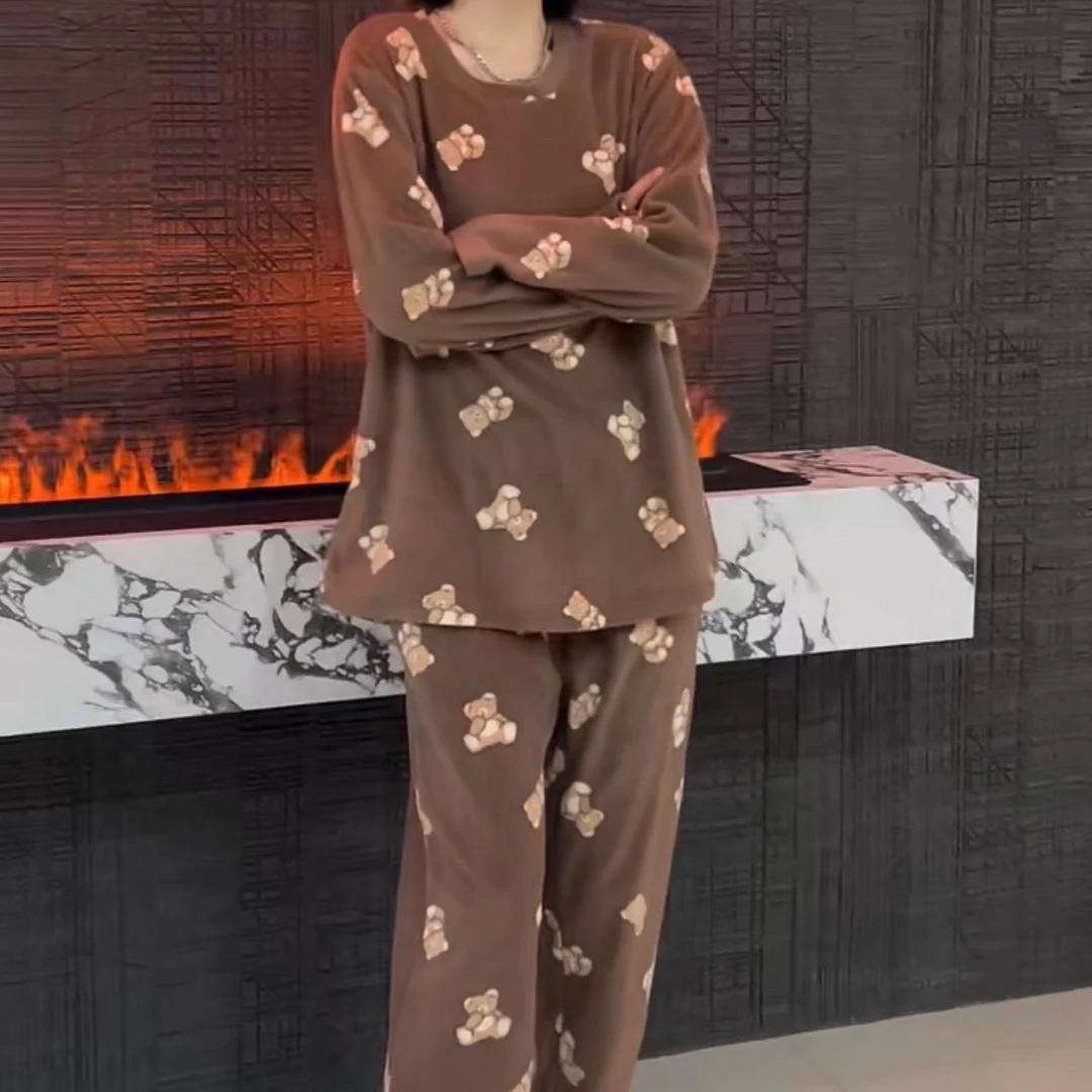 59928-1【胖小肉推荐】新款加厚家居服套装